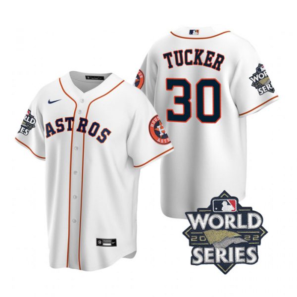 Astros 30 Kyle Tucker White Nike 2022 World Series Cool Base Jersey