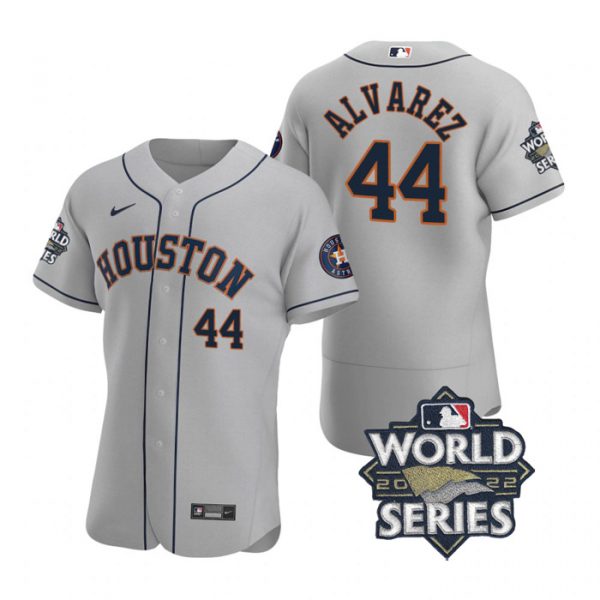 Astros 44 Yordan Alvarez Gray Nike 2022 World Series Flexbase Jersey