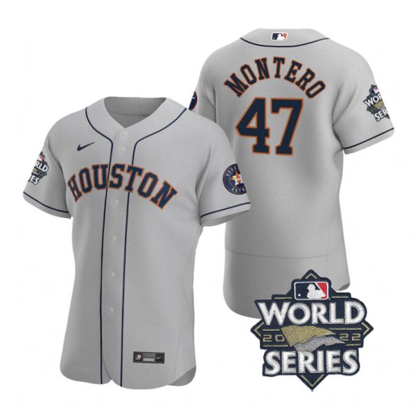 Astros 47 Rafael Montero Gray Nike 2022 World Series Flexbase Jersey