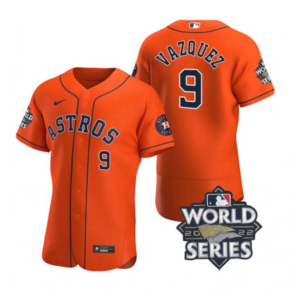 Astros 9 Christian Vazquez Orange Nike 2022 World Series Flexbase Jersey