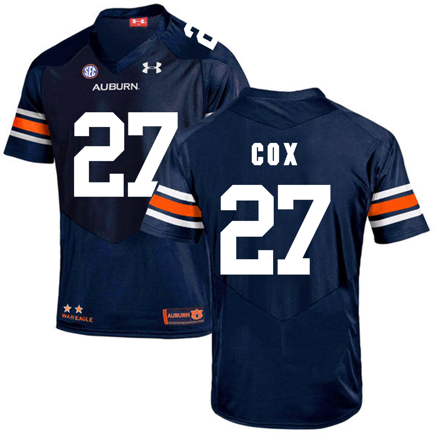 Auburn Tigers 27 Chandler Cox Navy College Football Jersey