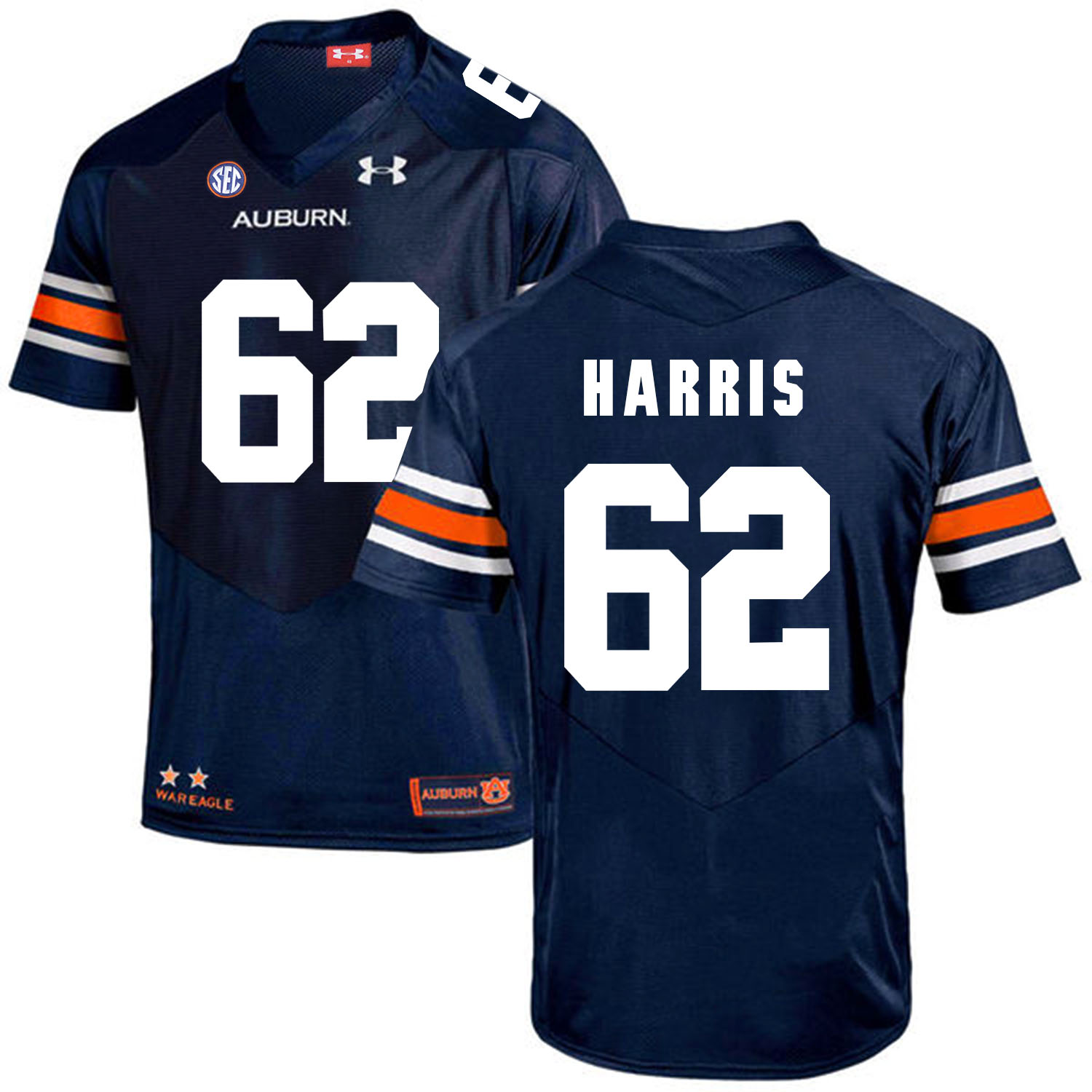 Auburn Tigers 62 Josh Harris Navy College Football Jersey