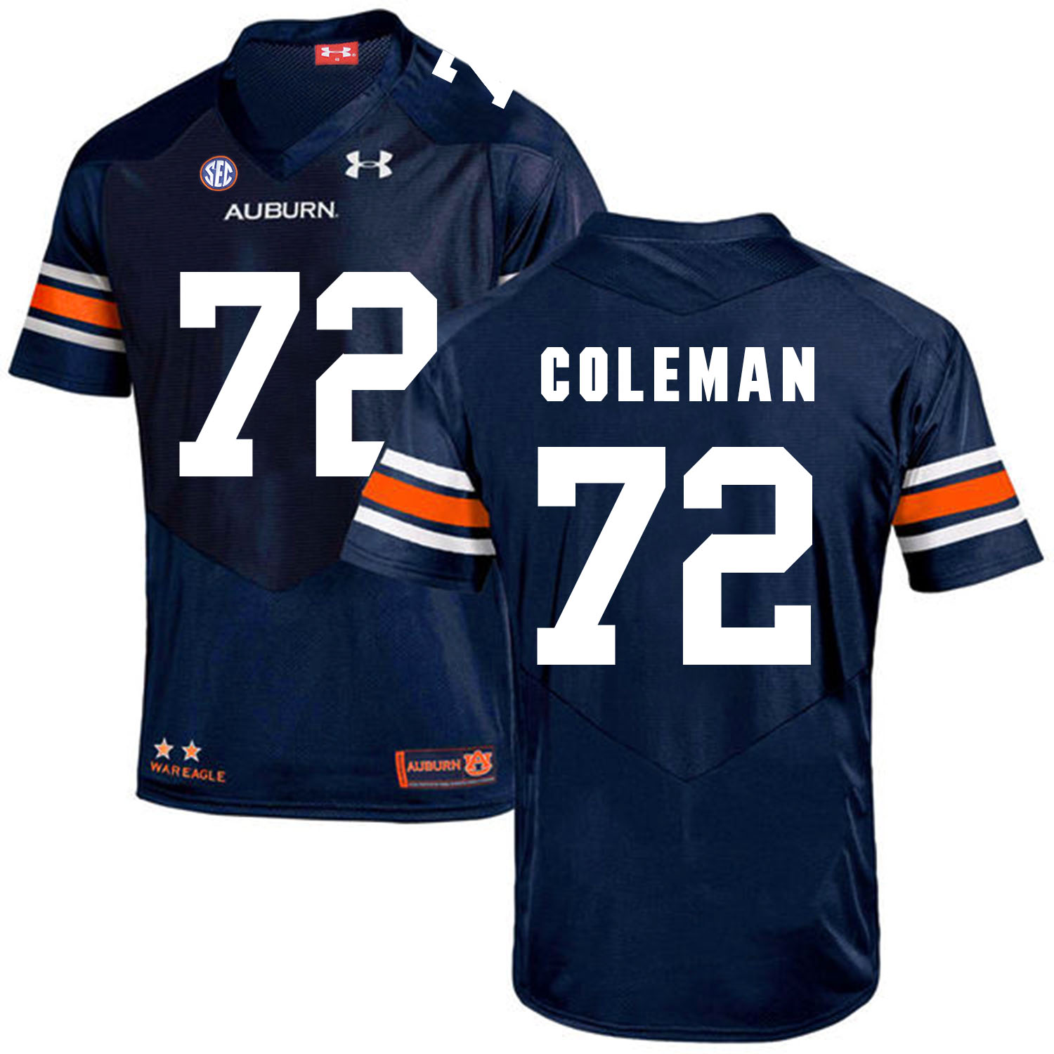 Auburn Tigers 72 Shon Coleman Navy College Football Jersey