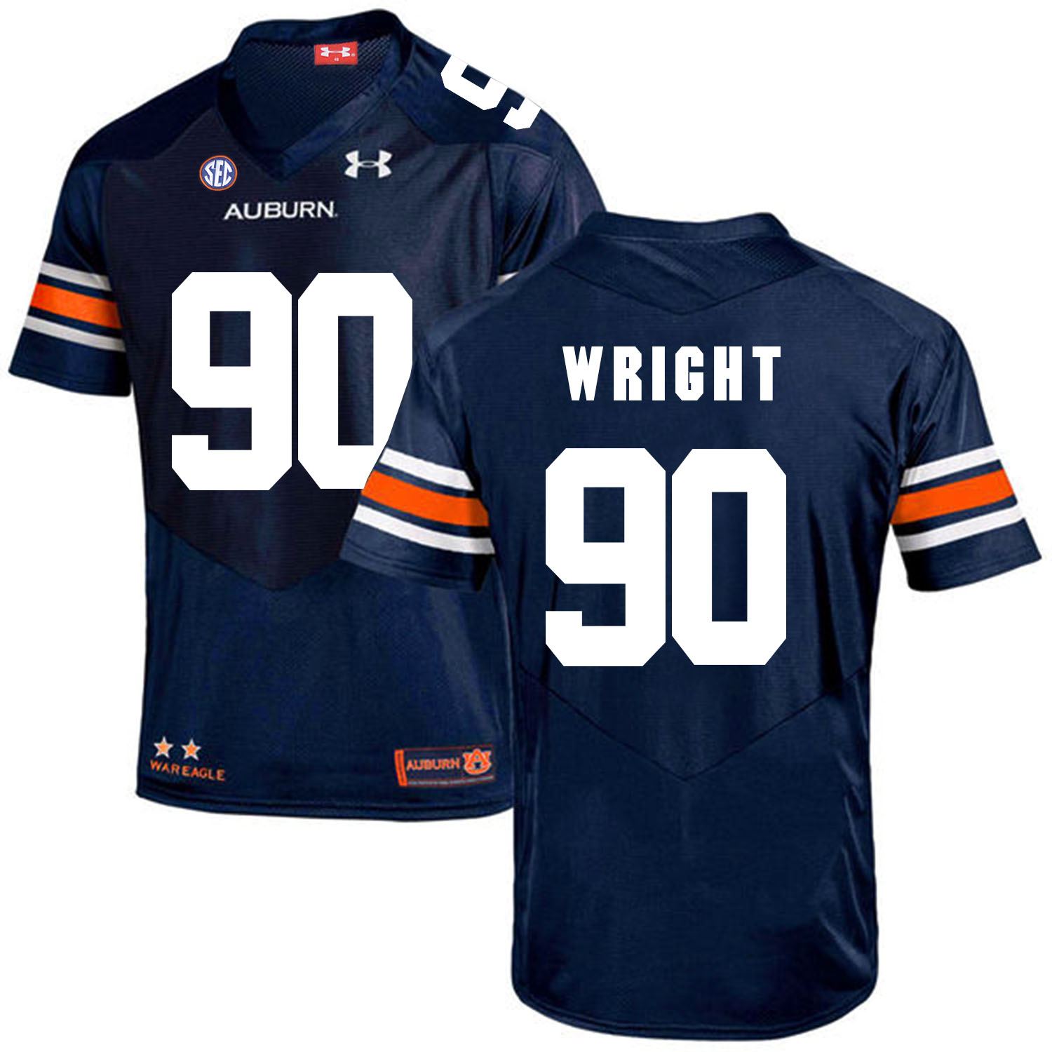 Auburn Tigers 90 Gabe Wright Navy College Football Jersey