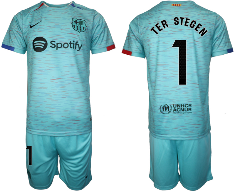 Barcelona away 1# TER STEGEN Blue 2023-24 Suite Soccer Jerseys