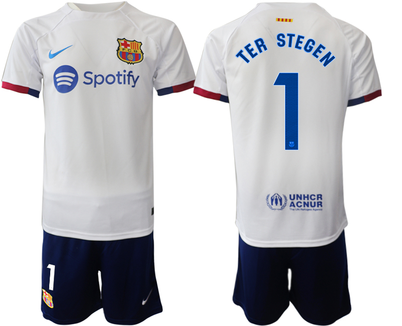 Barcelona away 1# TER STEGEN White 2023-24 Suite Soccer jerseys