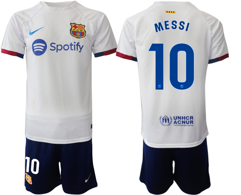 Barcelona away 10# MESSI White 2023-24 Suite Soccer jerseys