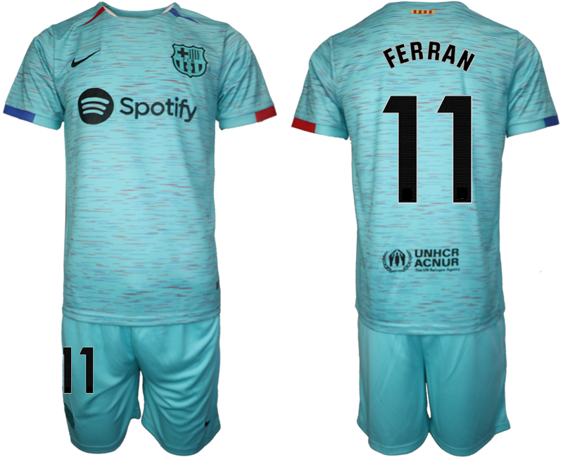 Barcelona away 11# FERRAN  Blue 2023-24 Suite Soccer Jerseys