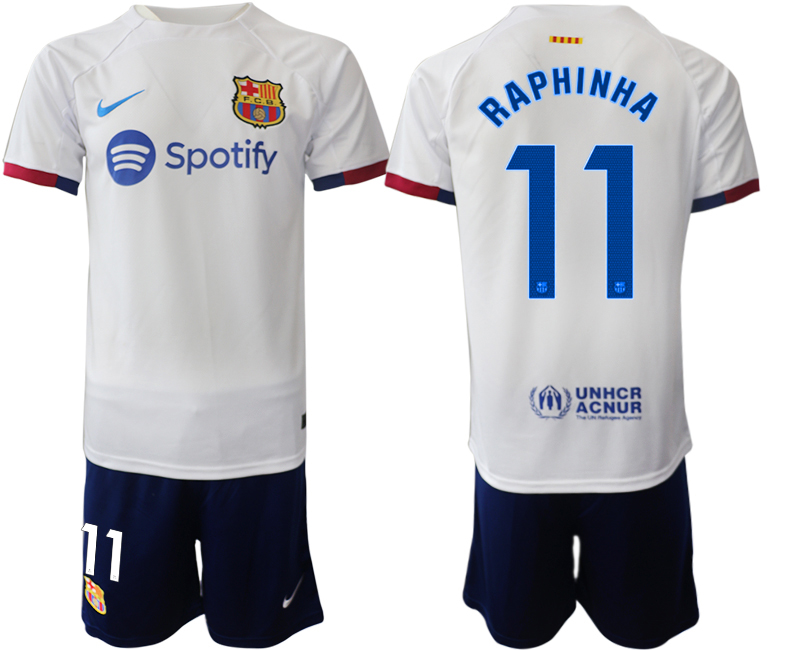 Barcelona away 11# RAPHINHA White 2023-24 Suite Soccer jerseys