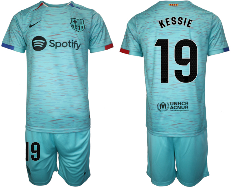 Barcelona away 19# KESSIE Blue 2023-24 Suite Soccer Jerseys