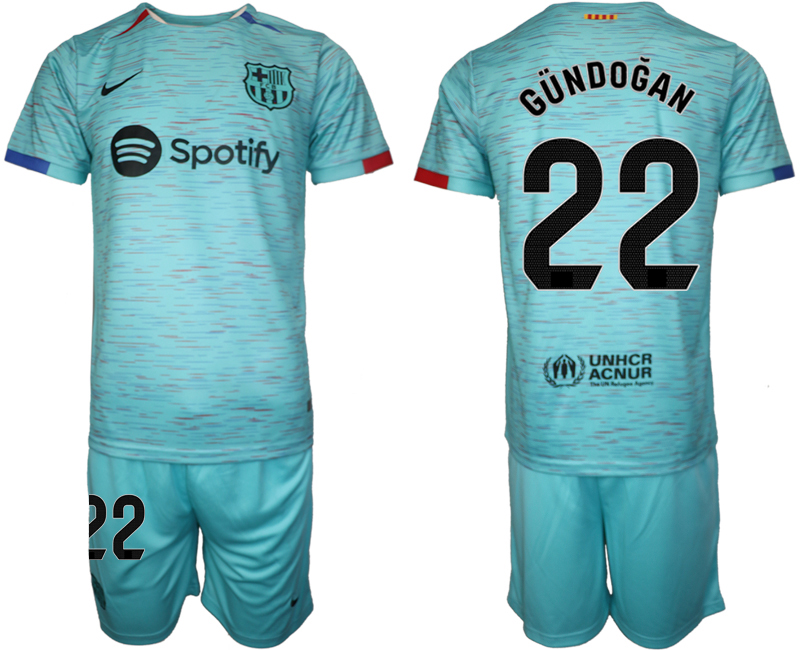 Barcelona away 22# GUNDOGAN Blue 2023-24 Suite Soccer Jerseys