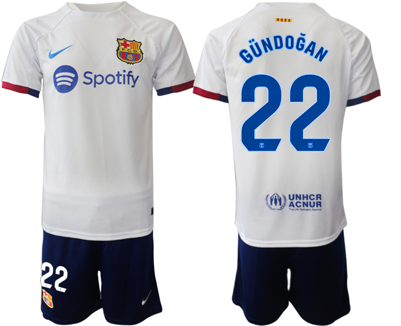 Barcelona away 22# GUNDOGAN White 2023-24 Suite Soccer jerseys