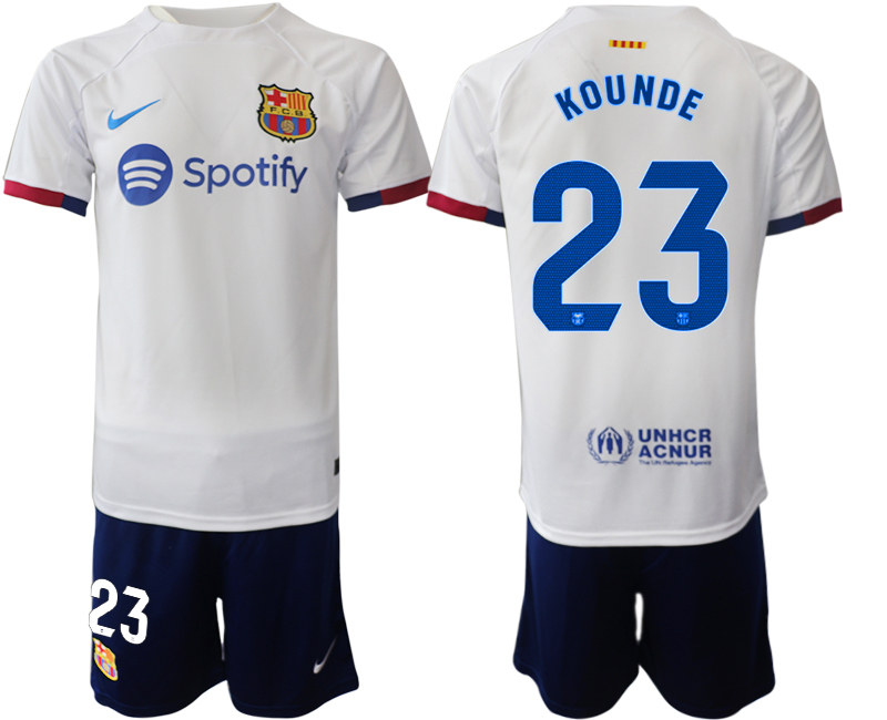 Barcelona away 23# KOUNDE White 2023-24 Suite Soccer jerseys