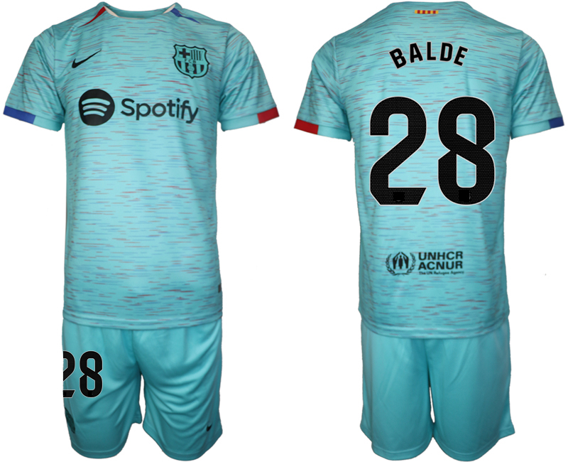 Barcelona away 28# BALDE Blue 2023-24 Suite Soccer Jerseys