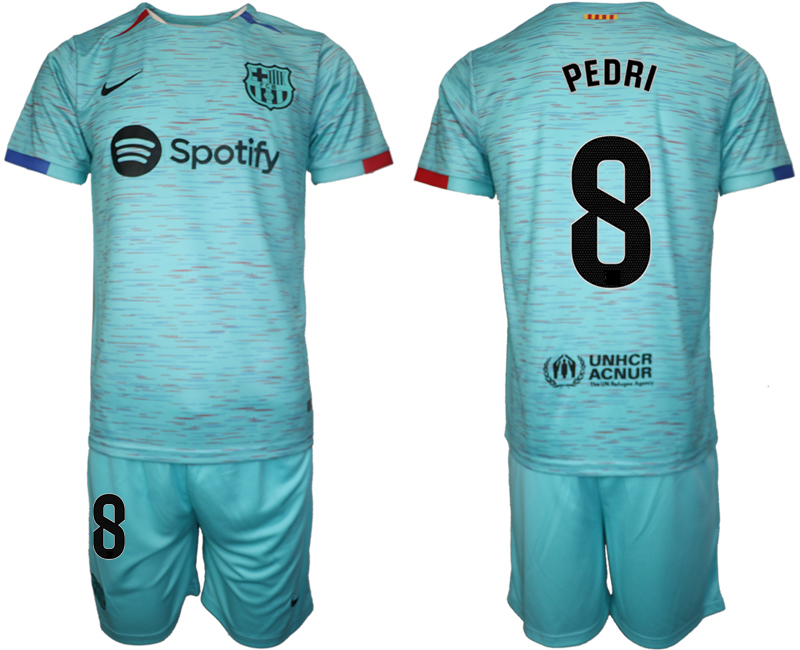 Barcelona away 8# PEDRI Blue 2023-24 Suite Soccer Jerseys