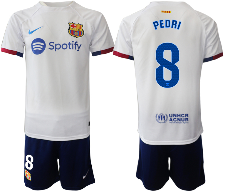 Barcelona away 8# PEDRI White 2023-24 Suite Soccer jerseys