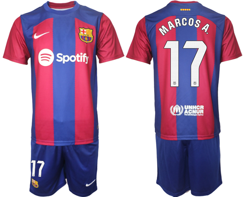 Barcelona home 17# MARCOS A. 2023-24 Suite Soccer jerseys