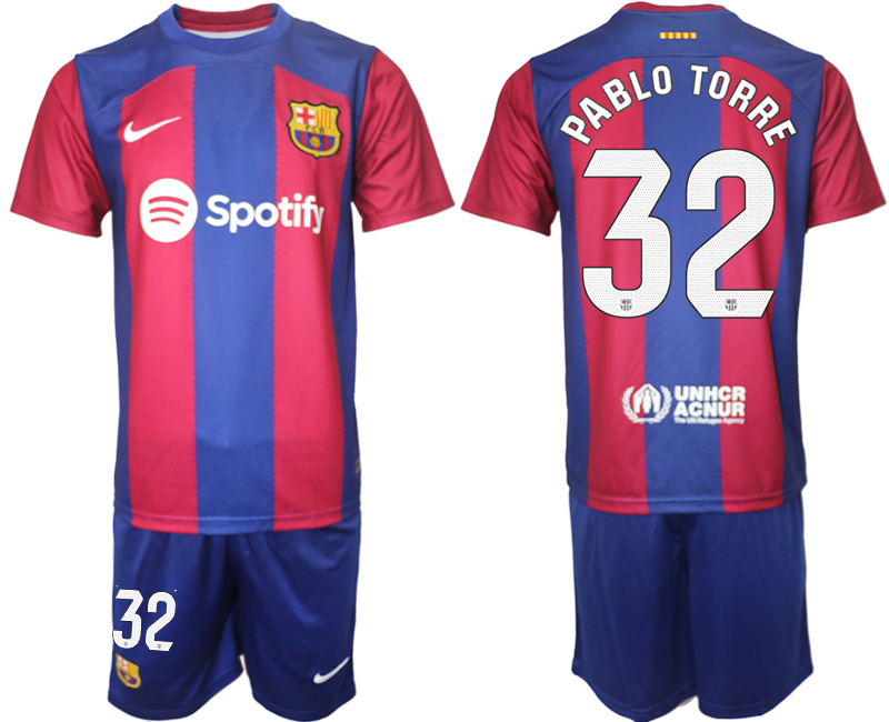 Barcelona home 32# PABLO TORRE 2023-24 Suite Soccer jerseys