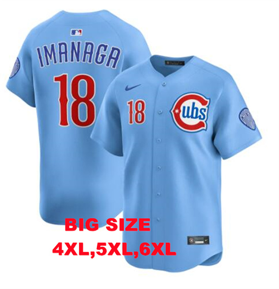 Big Size Men's Chicago Cubs #18 Shōta Imanaga Blues Alternate Limited Baby Blue Jersey by Nike