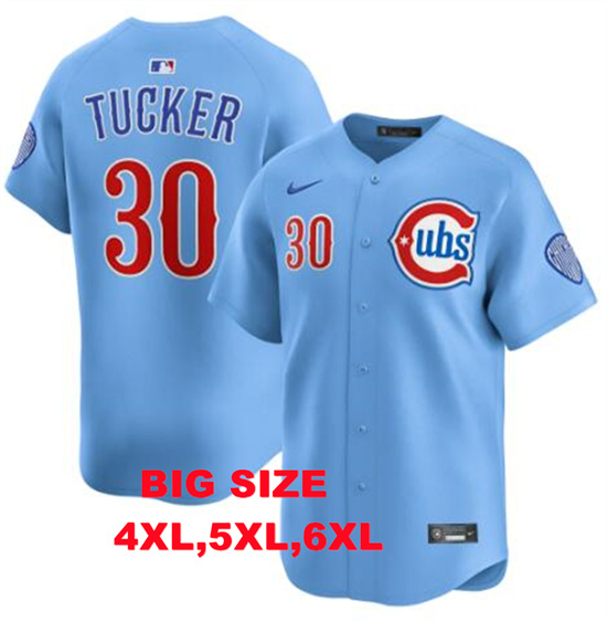 Big Size Men's Chicago Cubs #30 Kyle Tucker Blues Alternate Limited Baby Blue Jersey by Nike