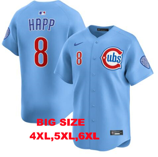 Big Size Men's Chicago Cubs #8 Pete Crow-Armstrong Blues Alternate Limited Baby Blue Jersey by Nike