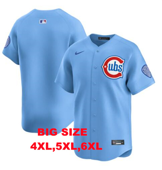 Big Size Men's Chicago Cubs Blank Blues Alternate Limited Baby Blue Jersey by Nike