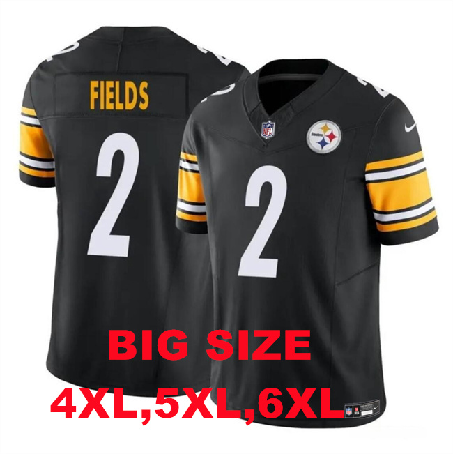 Big Size Pittsburgh Steelers #2 Justin Fields Men's Black F.U.S.E. Vapor Untouchable Limited Football Stitched Jersey