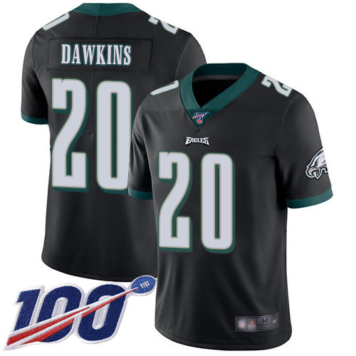 Big size Men's Nike Eagles #20 Brian Dawkins Black Alternate Men's Stitched NFL 100th Season Vapor Limited Jersey