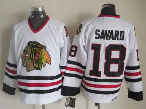 Chicago Blackhawks #18 Denis Savard White CCM Vintage Throwback Jersey