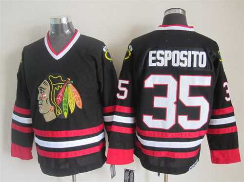 Chicago Blackhawks #35 Tony Esposito Black CCM Vintage Throwback Jersey