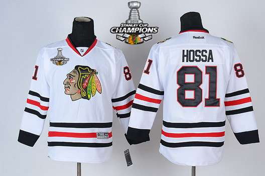 Chicago Blackhawks #81 Marian Hossa White Kids Jersey W/2015 Stanley Cup Champion Patch