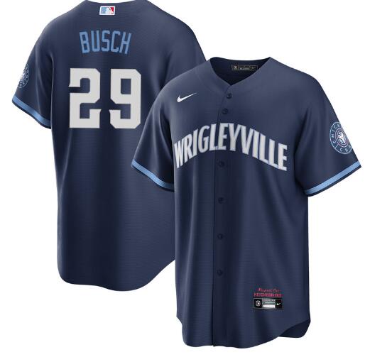 Chicago Cubs Michael Busch #29 Nike Men's Navy City Connect Jersey by NIKE