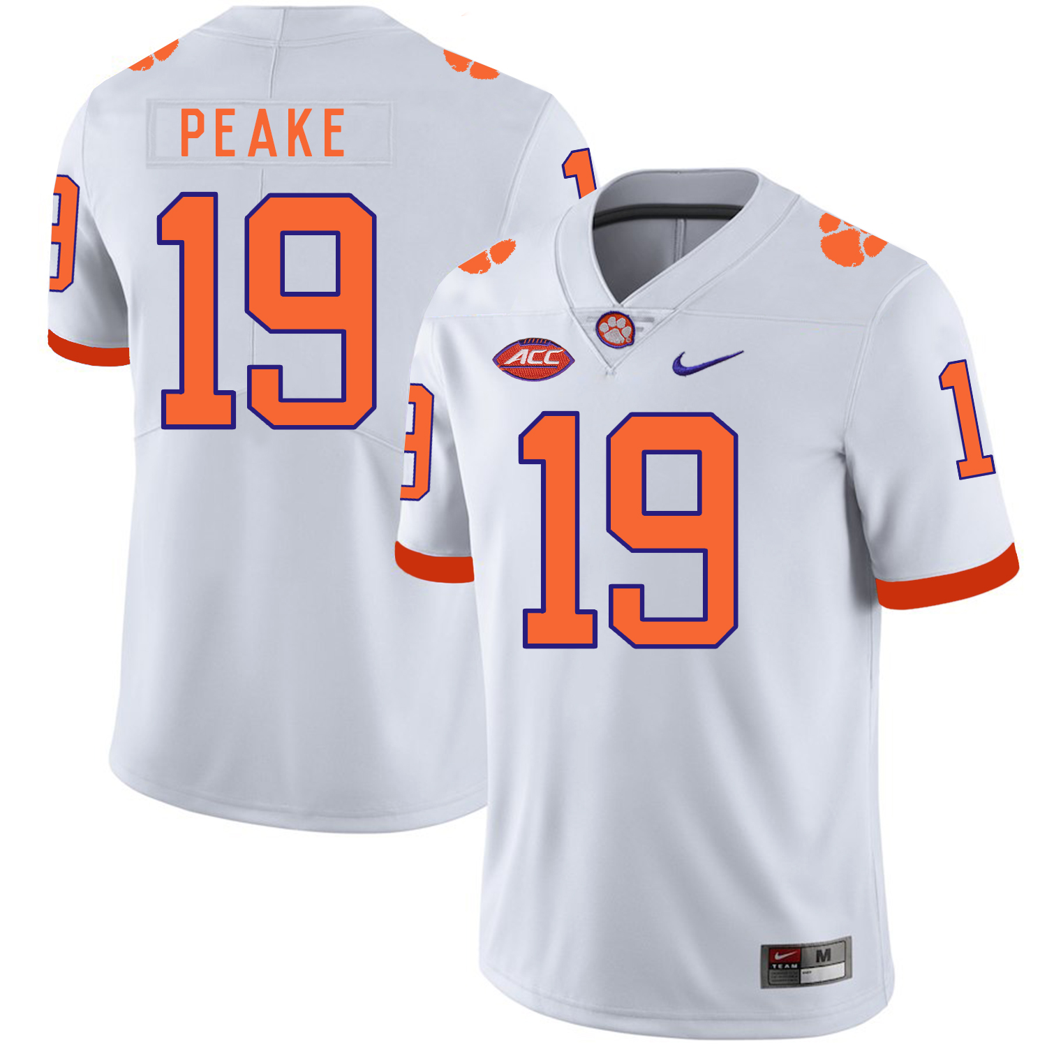 Clemson Tigers 19 Charone Peake White Nike College Football Jersey