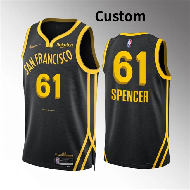 Custom Men's Golden State Warriors Black 2023 24 City Edition Stitched Basketball Jersey