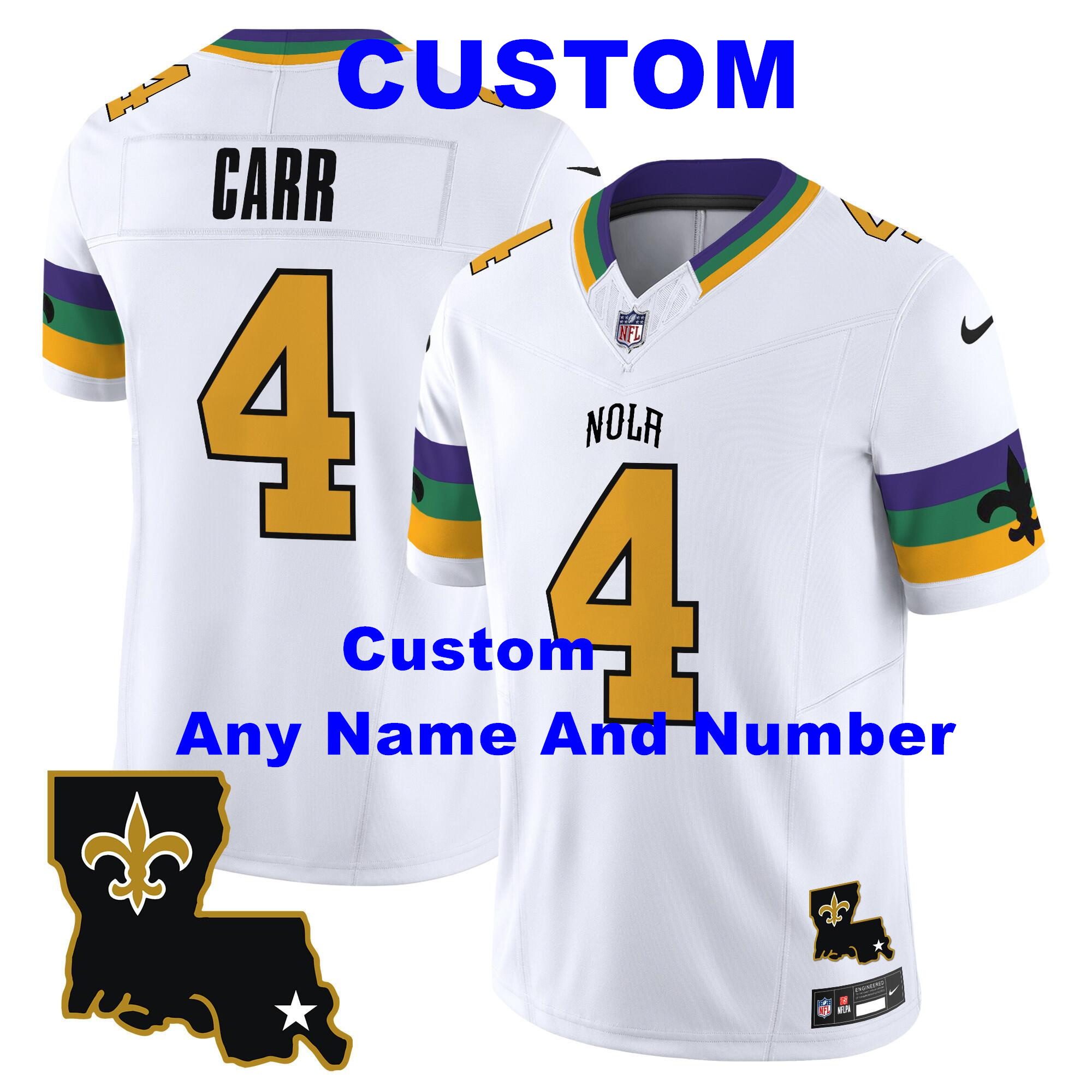 Custom New Orleans Saints White 2024 F.U.S.E. Vapor Limited Stitched Men's Jersey