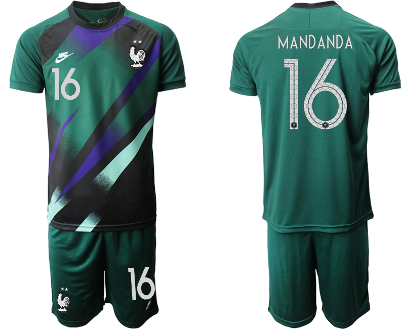 France-16-MANDANDA-Green-Goalkeeper-UEFA-Euro-2020-Soccer-Jersey