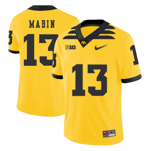 Iowa Hawkeyes 13 Henry Mabin Yellow College Football Jersey