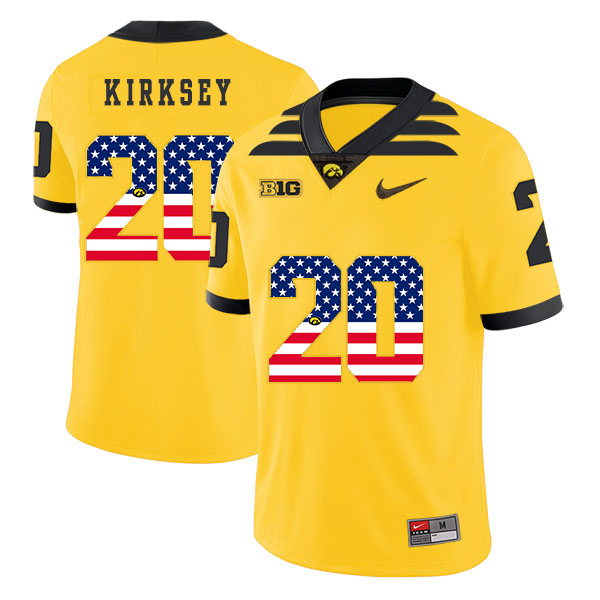 Iowa Hawkeyes 20 Christian Kirksey Yellow USA Flag College Football Jersey