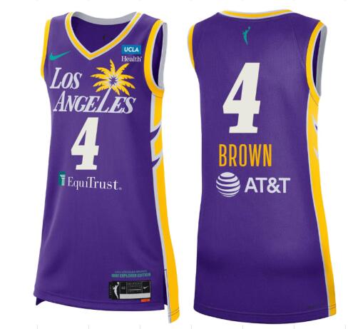 Unisex LA Sparks #4 Lexie Brown Los Angeles Nike Purple 2024 Rebel Edition Explorer Jersey
