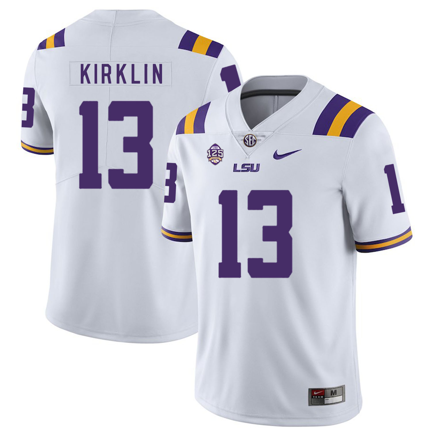 LSU Tigers 13 Jontre Kirklin White Nike College Football Jersey