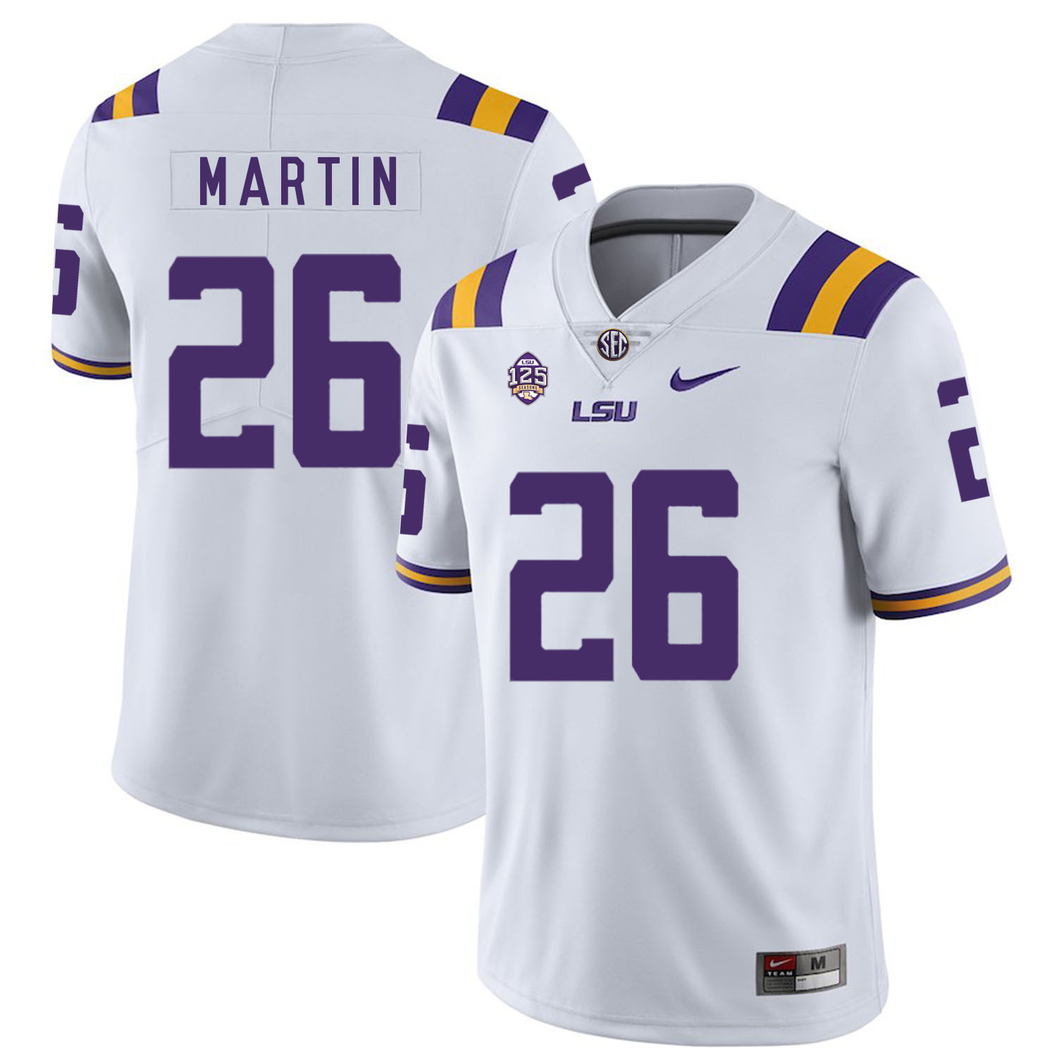 LSU Tigers 26 Ronald Martin White Nike College Football Jersey