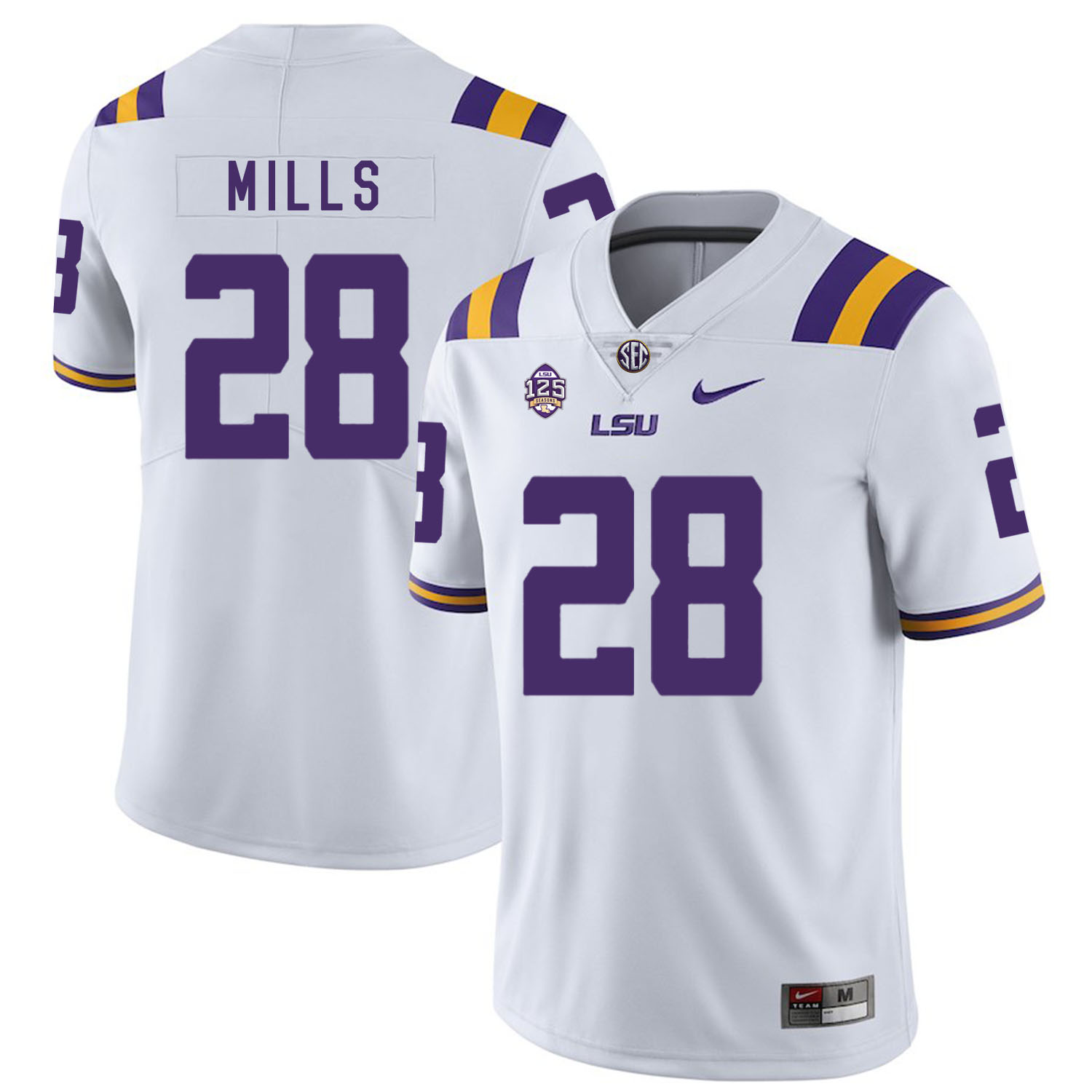 LSU Tigers 28 Jalen Mills White Nike College Football Jersey