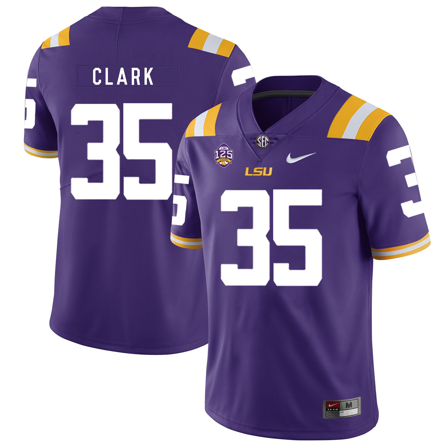 LSU Tigers 35 Damone Clark Purple Nike College Football Jersey