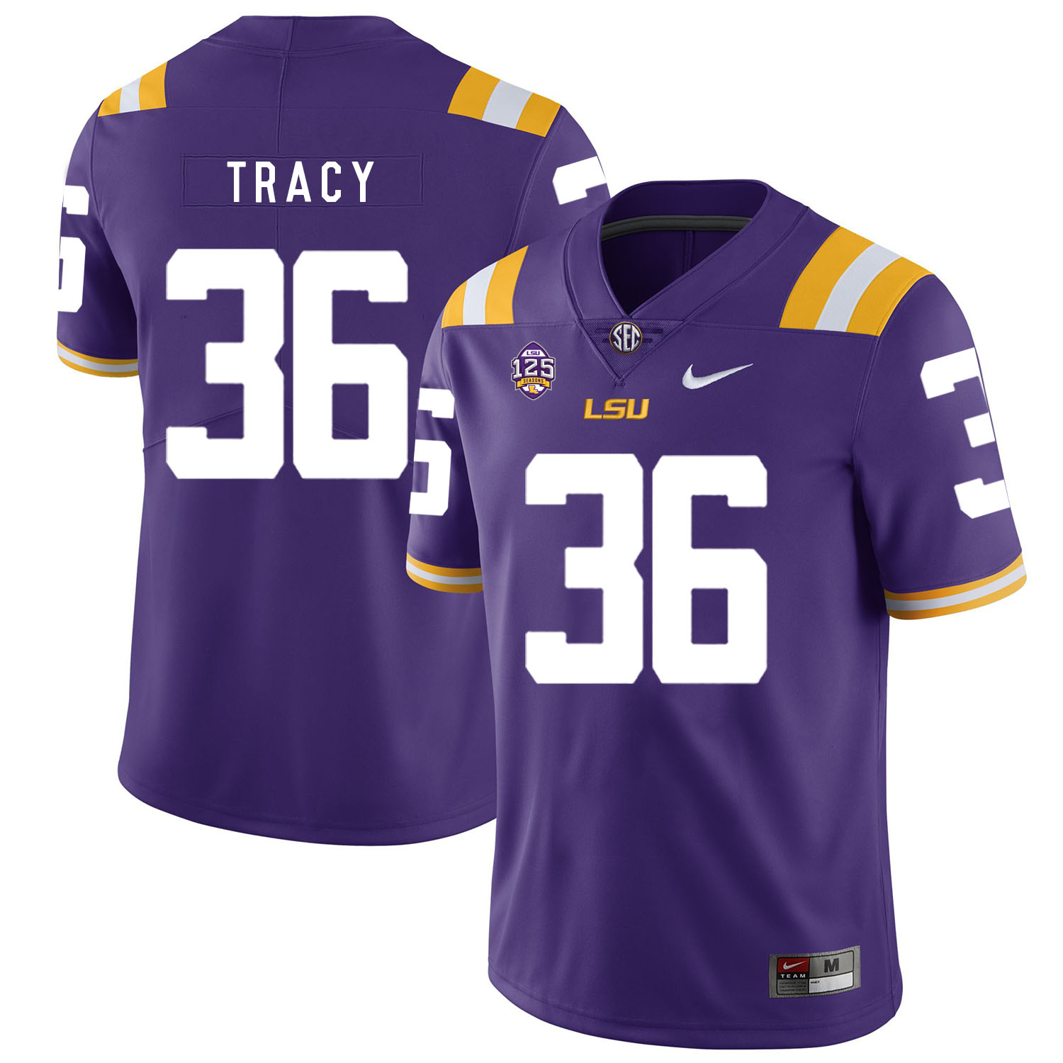 LSU Tigers 36 Cole Tracy Purple Nike College Football Jersey