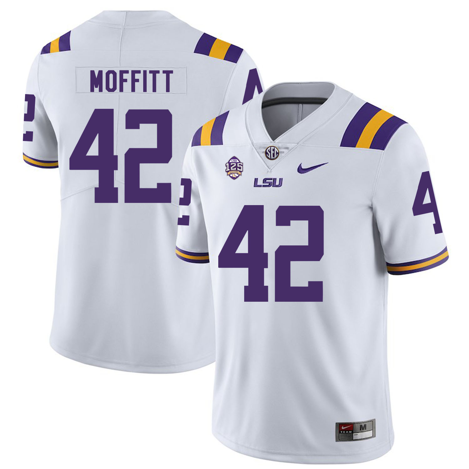 LSU Tigers 42 Aaron Moffitt White Nike College Football Jersey