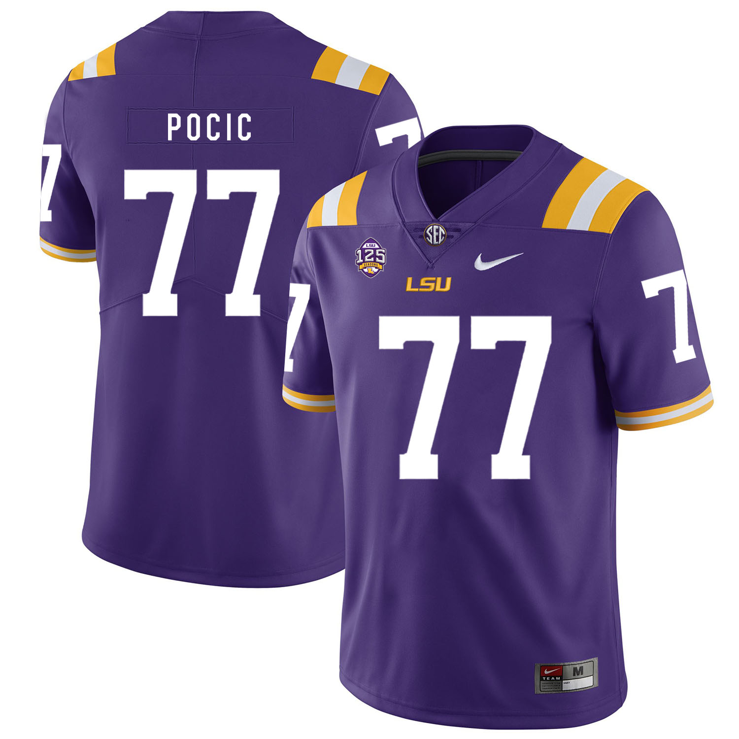 LSU Tigers 77 Ethan Pocic Purple Nike College Football Jersey