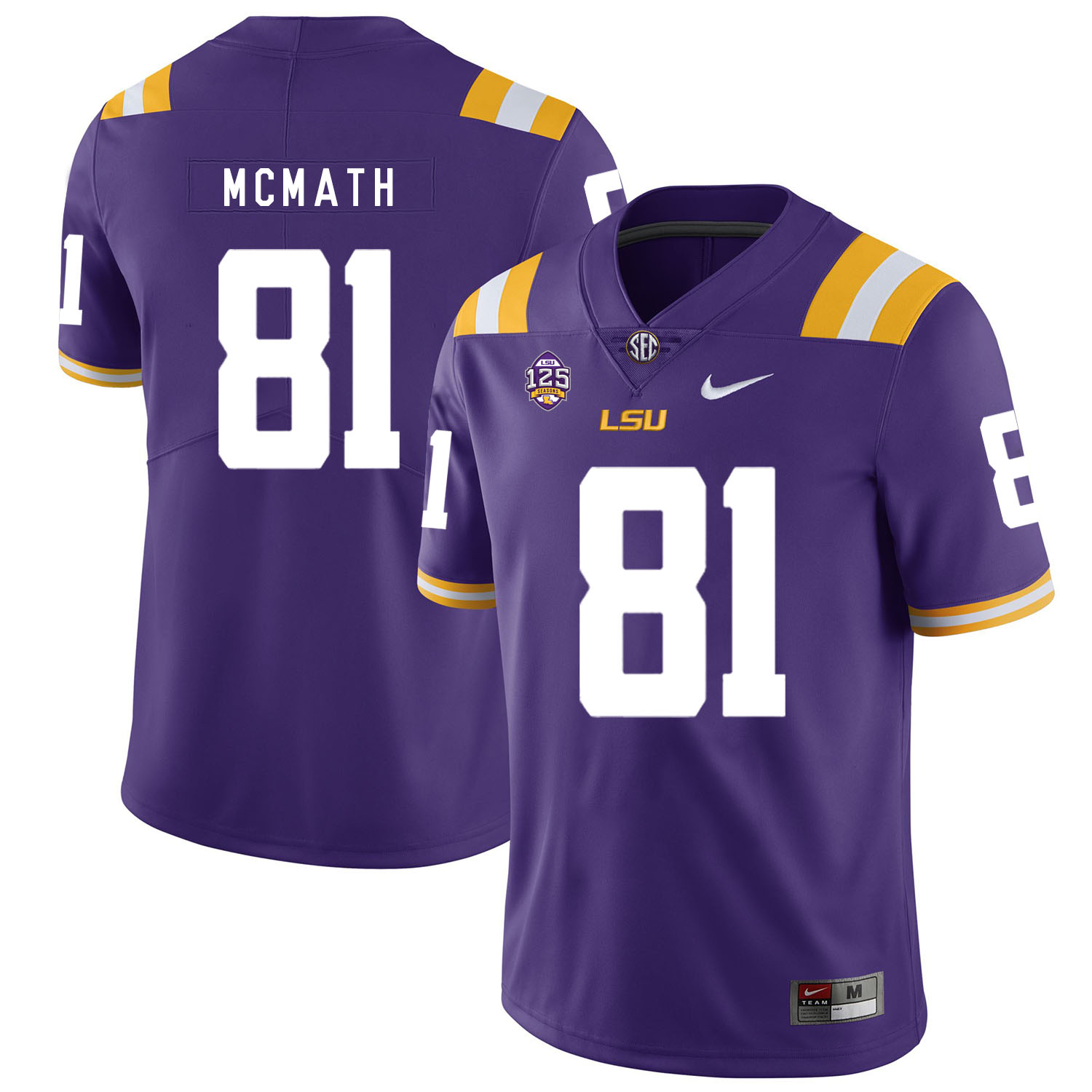 LSU Tigers 81 Racey Mcmath Purple Nike College Football Jersey