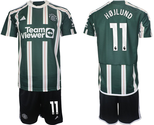 Manchester United away 11# HOJLUND 2023-24 suit soccer jerseys