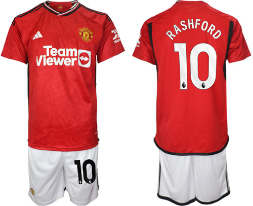 Manchester United home 10# RASHFORD 2023-24 suit soccer jerseys