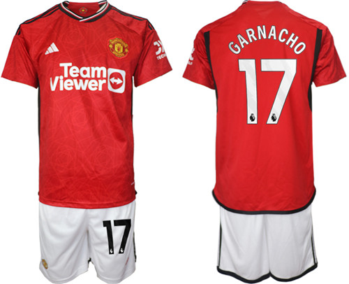 Manchester United home 17# GARNACHO 2023-24 suit soccer jerseys